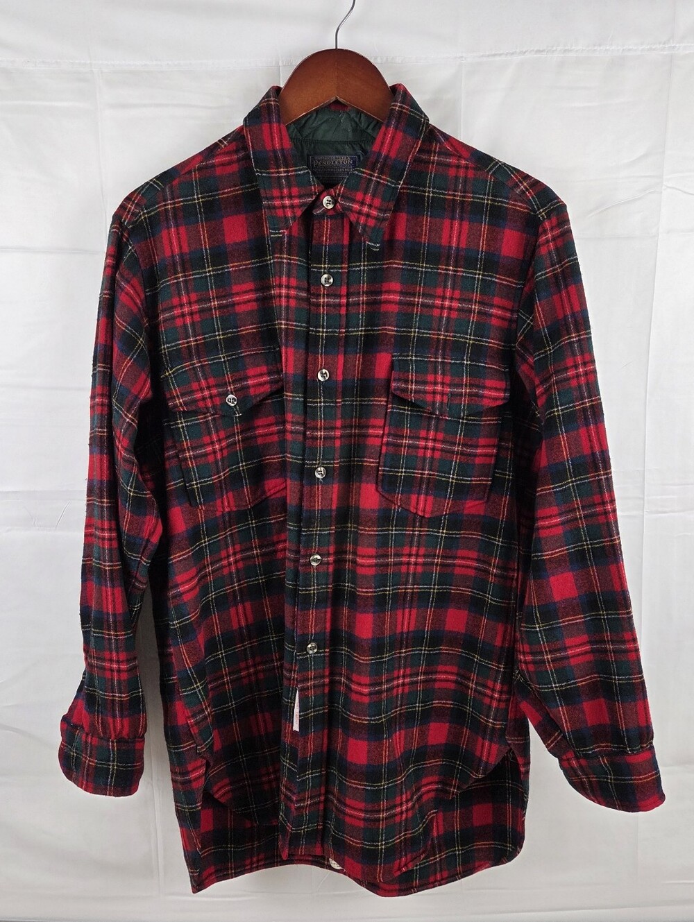 Vintage 1960s Pendleton Wool Flannel Shirt Mens Large Red Button Up Pockets USA